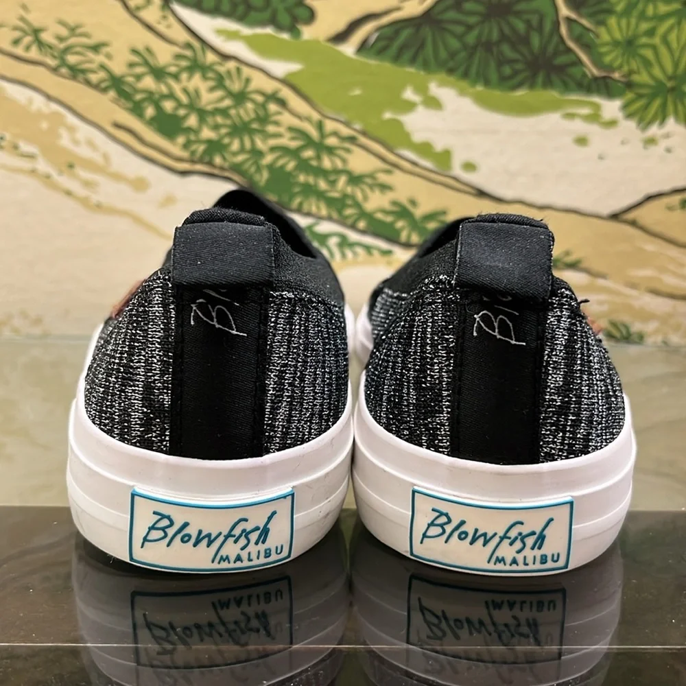 NWOT Black and Silver Gray Slip-On Sneakers